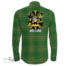Irish West Coat of Arms Family Crest Ireland Long Sleeve Button Shirt Irish National Tartan Irish County Shirts