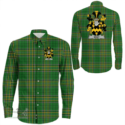 Irish West Coat of Arms Family Crest Ireland Long Sleeve Button Shirt Irish National Tartan Irish County Shirts