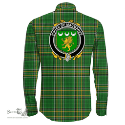 Irish House of MACMANUS Coat of Arms Family Crest Ireland Long Sleeve Button Shirt Irish National Tartan Irish County Shirts