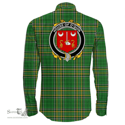 Irish House of O'QUIN (Thomond) Coat of Arms Family Crest Ireland Long Sleeve Button Shirt Irish National Tartan Irish County Shirts