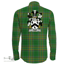 Irish Finn or O'Finn Coat of Arms Family Crest Ireland Long Sleeve Button Shirt Irish National Tartan Irish County Shirts
