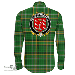 Irish House of MACNALLY Coat of Arms Family Crest Ireland Long Sleeve Button Shirt Irish National Tartan Irish County Shirts