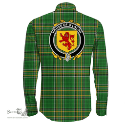 Irish House of O'LALOR Coat of Arms Family Crest Ireland Long Sleeve Button Shirt Irish National Tartan Irish County Shirts