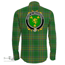 Irish House of MACRANNALL (REYNOLDS) Coat of Arms Family Crest Ireland Long Sleeve Button Shirt Irish National Tartan Irish County Shirts