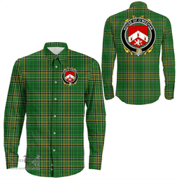 Irish House of O'MEEHAN Coat of Arms Family Crest Ireland Long Sleeve Button Shirt Irish National Tartan Irish County Shirts
