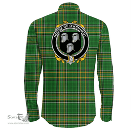 Irish House of O'KENNEDY Coat of Arms Family Crest Ireland Long Sleeve Button Shirt Irish National Tartan Irish County Shirts