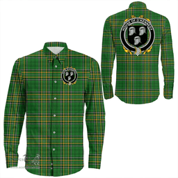 Irish House of O'KENNEDY Coat of Arms Family Crest Ireland Long Sleeve Button Shirt Irish National Tartan Irish County Shirts