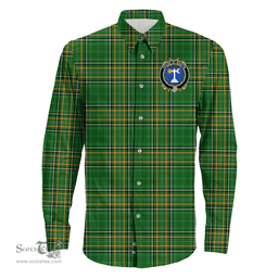 Irish House of MARTIN Coat of Arms Family Crest Ireland Long Sleeve Button Shirt Irish National Tartan Irish County Shirts