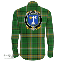 Irish House of MARTIN Coat of Arms Family Crest Ireland Long Sleeve Button Shirt Irish National Tartan Irish County Shirts