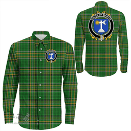 Irish House of MARTIN Coat of Arms Family Crest Ireland Long Sleeve Button Shirt Irish National Tartan Irish County Shirts