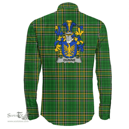 Irish Dunne Coat of Arms Family Crest Ireland Long Sleeve Button Shirt Irish National Tartan Irish County Shirts