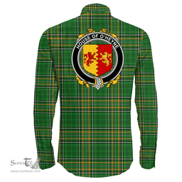 Irish House of O'HEYNE Coat of Arms Family Crest Ireland Long Sleeve Button Shirt Irish National Tartan Irish County Shirts
