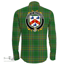 Irish House of MACDERMOT Coat of Arms Family Crest Ireland Long Sleeve Button Shirt Irish National Tartan Irish County Shirts
