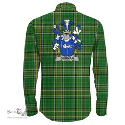 Irish Gorman or McGorman Coat of Arms Family Crest Ireland Long Sleeve Button Shirt Irish National Tartan Irish County Shirts
