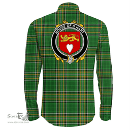 Irish House of O'HART Coat of Arms Family Crest Ireland Long Sleeve Button Shirt Irish National Tartan Irish County Shirts