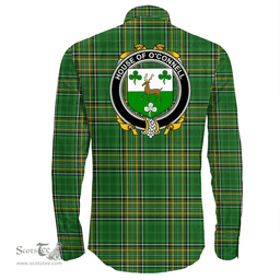 Irish House of O'CONNELL Coat of Arms Family Crest Ireland Long Sleeve Button Shirt Irish National Tartan Irish County Shirts