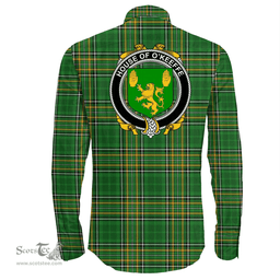 Irish House of O'KEEFFE Coat of Arms Family Crest Ireland Long Sleeve Button Shirt Irish National Tartan Irish County Shirts