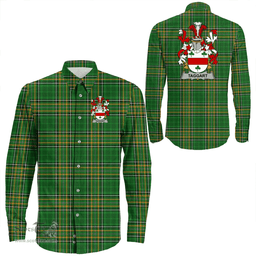 Irish Taggart or McEntaggart Coat of Arms Family Crest Ireland Long Sleeve Button Shirt Irish National Tartan Irish County Shirts