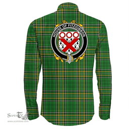 Irish House of FITZGIBBON Coat of Arms Family Crest Ireland Long Sleeve Button Shirt Irish National Tartan Irish County Shirts
