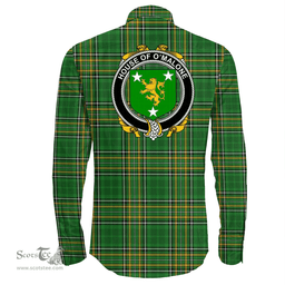 Irish House of O'MALONE Coat of Arms Family Crest Ireland Long Sleeve Button Shirt Irish National Tartan Irish County Shirts