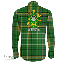 Irish Robinson Coat of Arms Family Crest Ireland Long Sleeve Button Shirt Irish National Tartan Irish County Shirts