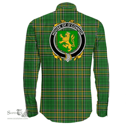 Irish House of O'CONNOR (Kerry) Coat of Arms Family Crest Ireland Long Sleeve Button Shirt Irish National Tartan Irish County Shirts