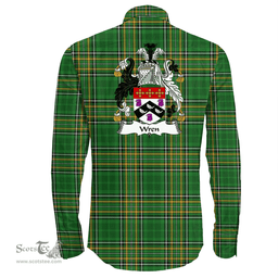 Irish Wren or Wrenn Coat of Arms Family Crest Ireland Long Sleeve Button Shirt Irish National Tartan Irish County Shirts