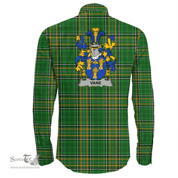 Irish Vane Coat of Arms Family Crest Ireland Long Sleeve Button Shirt Irish National Tartan Irish County Shirts