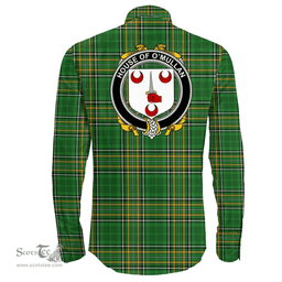 Irish House of O'MULLAN Coat of Arms Family Crest Ireland Long Sleeve Button Shirt Irish National Tartan Irish County Shirts