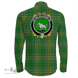 Irish House of O'HANLON Coat of Arms Family Crest Ireland Long Sleeve Button Shirt Irish National Tartan Irish County Shirts