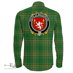 Irish House of MACNAMARA Coat of Arms Family Crest Ireland Long Sleeve Button Shirt Irish National Tartan Irish County Shirts