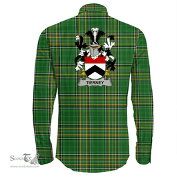 Irish Tierney Coat of Arms Family Crest Ireland Long Sleeve Button Shirt Irish National Tartan Irish County Shirts