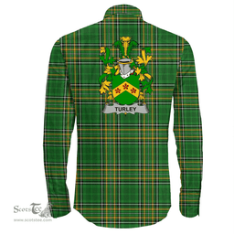 Irish Turley Coat of Arms Family Crest Ireland Long Sleeve Button Shirt Irish National Tartan Irish County Shirts