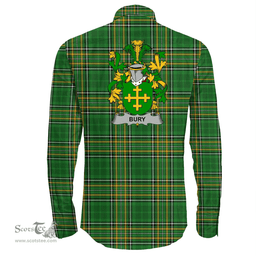 Irish Bury or Berry Coat of Arms Family Crest Ireland Long Sleeve Button Shirt Irish National Tartan Irish County Shirts