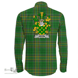 Irish Eaton Coat of Arms Family Crest Ireland Long Sleeve Button Shirt Irish National Tartan Irish County Shirts