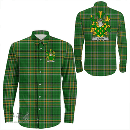 Irish Eaton Coat of Arms Family Crest Ireland Long Sleeve Button Shirt Irish National Tartan Irish County Shirts