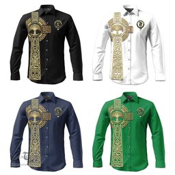 ScotsTee Shop Scottish Moore Clan Crest Tartan Golden Celtic Tree Of Life Long Sleeve Shirt