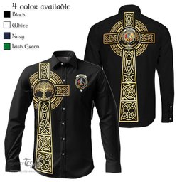 ScotsTee Shop Scottish MacBean Clan Crest Tartan Golden Celtic Tree Of Life Long Sleeve Shirt
