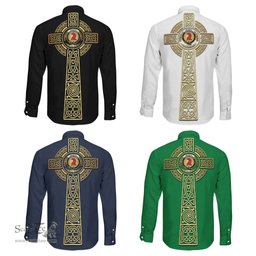 ScotsTee Shop Scottish MacNicol Clan Crest Tartan Golden Celtic Tree Of Life Long Sleeve Shirt