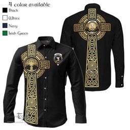 ScotsTee Shop Scottish Gibson Clan Crest Tartan Golden Celtic Tree Of Life Long Sleeve Shirt