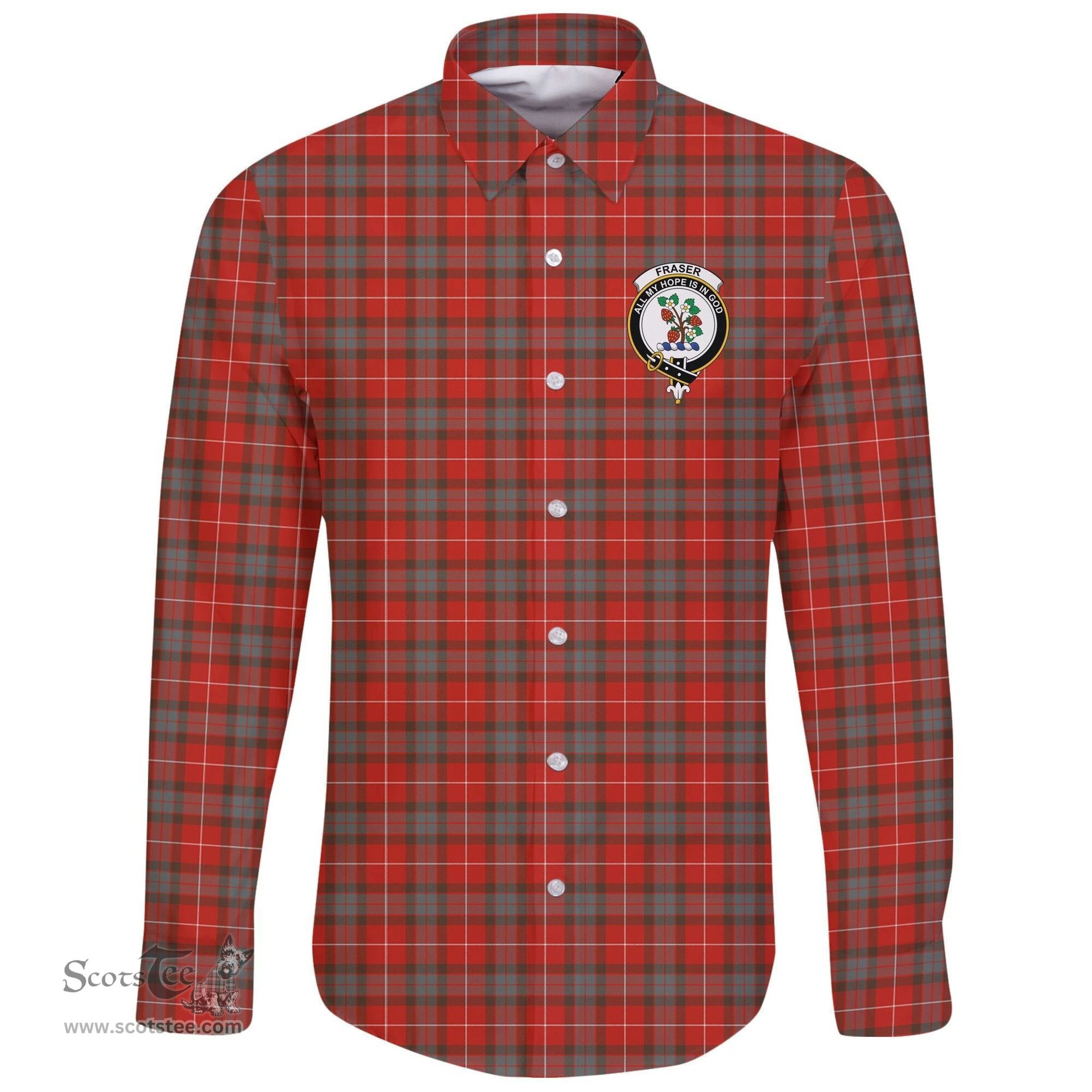 Scottish Fraser Weathered Clan Tartan Long Sleeve Button Shirt - Crest Classic Scottish Plaid Tartan Plaid