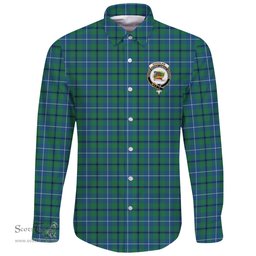 Scottish Douglas Ancient Clan Tartan Long Sleeve Button Shirt - Crest Classic Scottish Plaid Tartan Plaid