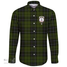 Scottish MacLean Hunting Clan Tartan Long Sleeve Button Shirt - Crest Classic Scottish Plaid Tartan Plaid