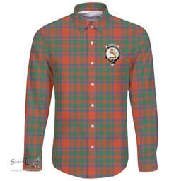 Scottish MacKintosh Ancient Clan Tartan Long Sleeve Button Shirt - Crest Classic Scottish Plaid Tartan Plaid