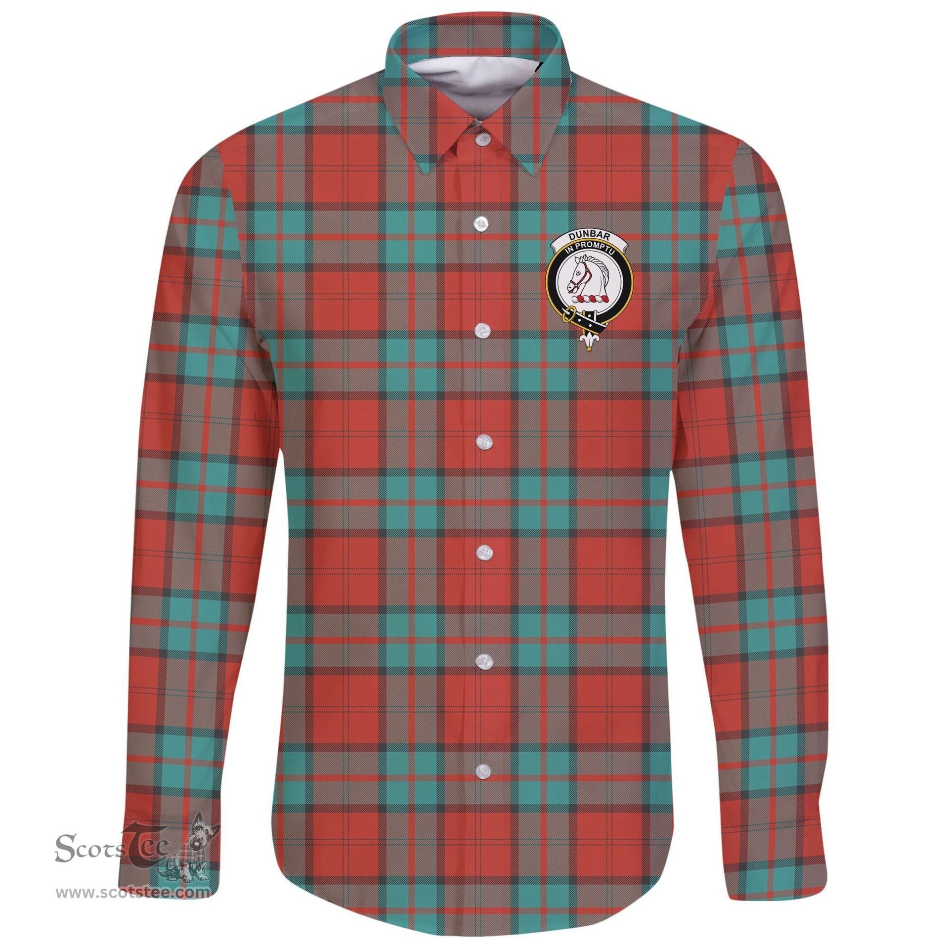 Scottish Dunbar Ancient Clan Tartan Long Sleeve Button Shirt - Crest Classic Scottish Plaid Tartan Plaid