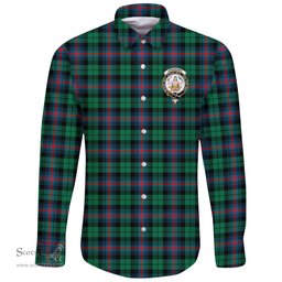 Scottish Urquhart Broad Red Ancient Clan Tartan Long Sleeve Button Shirt - Crest Classic Scottish Plaid Tartan Plaid