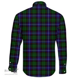 Scottish Russell Modern Clan Tartan Long Sleeve Button Shirt - Crest Classic Scottish Plaid Tartan Plaid