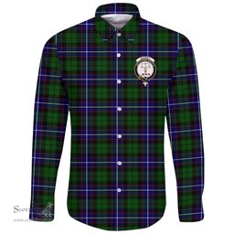 Scottish Russell Modern Clan Tartan Long Sleeve Button Shirt - Crest Classic Scottish Plaid Tartan Plaid
