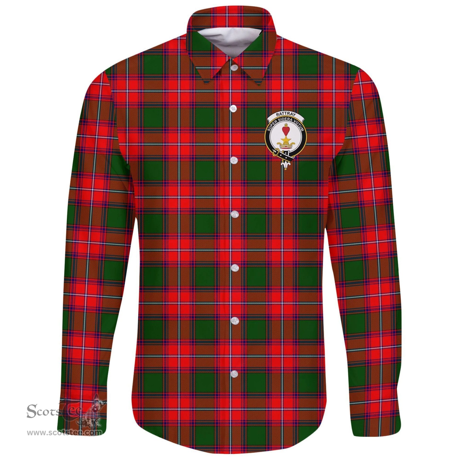 Scottish Rattray Modern Clan Tartan Long Sleeve Button Shirt - Crest Classic Scottish Plaid Tartan Plaid