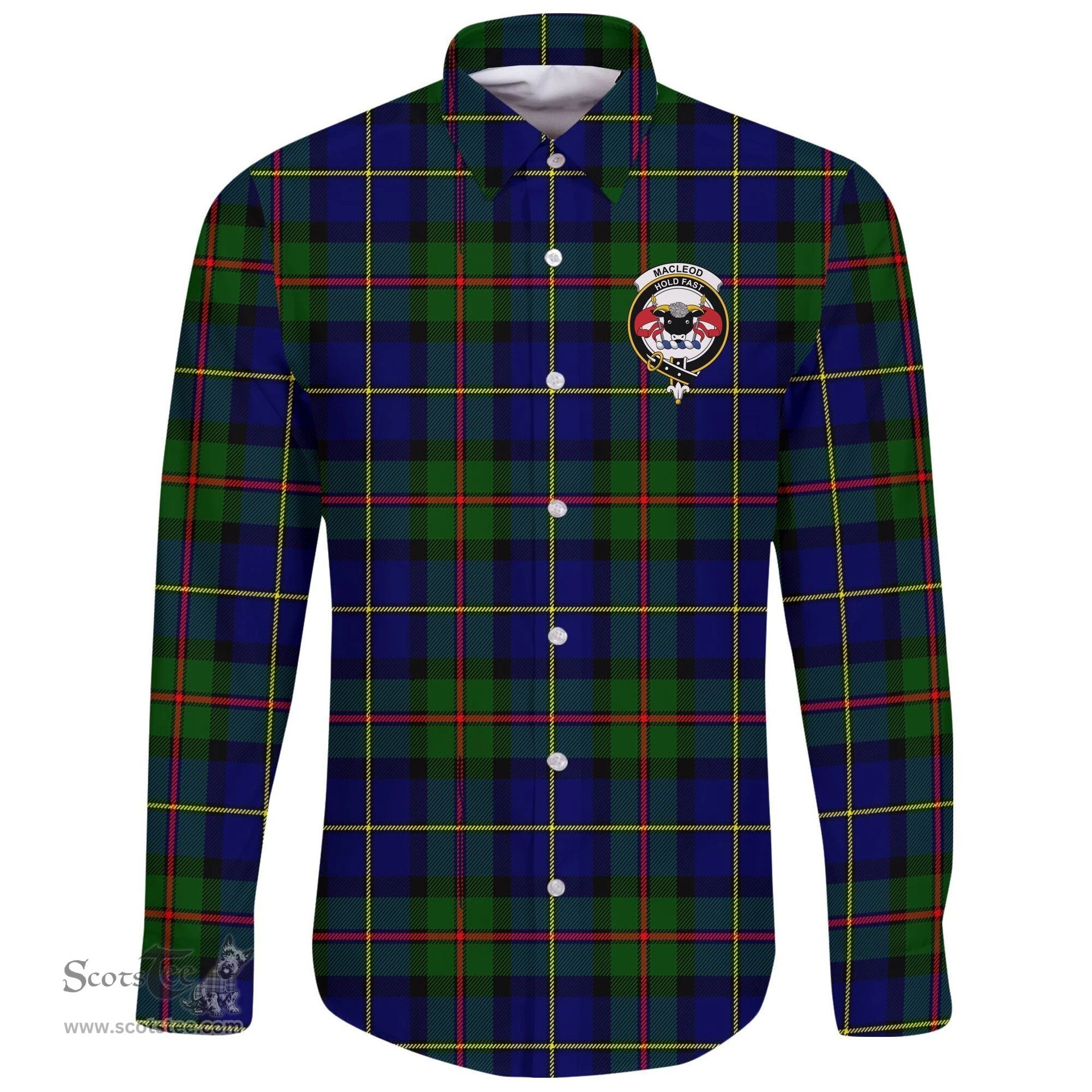 Scottish MacLeod of Harris Modern Clan Tartan Long Sleeve Button Shirt - Crest Classic Scottish Plaid Tartan Plaid